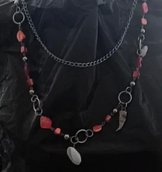 Collana fantasia donna arancione e argento