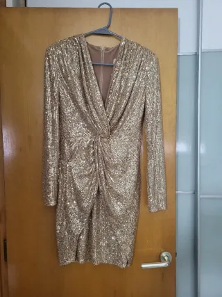 Vestido Swing lentejuelas dorado