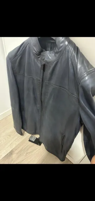 Chaqueta de Piel Gris