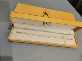 Braccialetto perle chiusura oro bianco iki