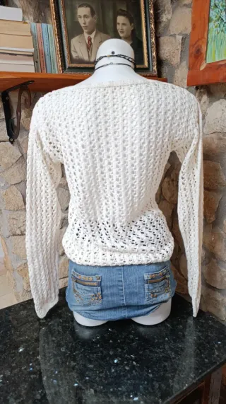 Jersey Y2K Crochet Vintage Blanco
