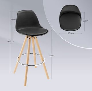 Taburete alto asiento acolchado negro