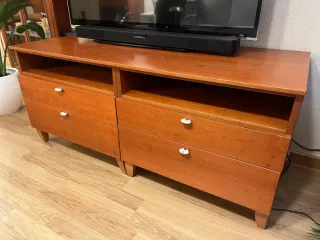 Mueble TV 4 cajones madera cerezo y dos lejas