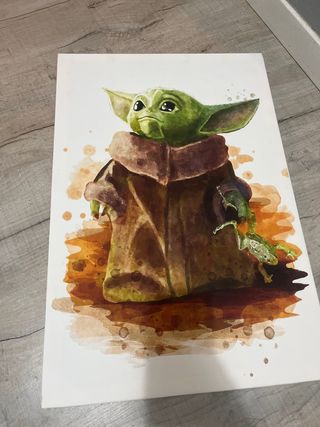 Quadri Baby Yoda ad acquerello