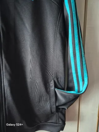 Casaco Adidas Climalite Preto e Turquesa Tamanho M