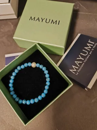 Bracciale Mayumi perle azzurre e bianche