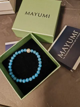 Bracciale Mayumi perle azzurre e bianche
