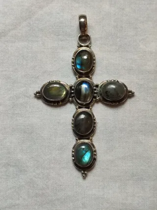 COLGANTE CRUZ PLATA LABRADORITA
