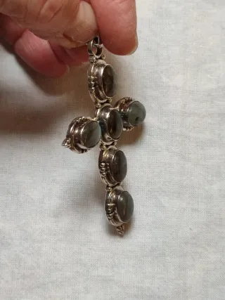 COLGANTE CRUZ PLATA LABRADORITA