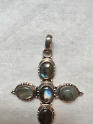 COLGANTE CRUZ PLATA LABRADORITA