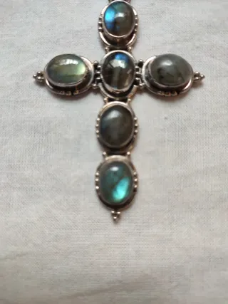COLGANTE CRUZ PLATA LABRADORITA
