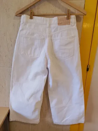 Pantalón Zara Culotte Tiro Alto Blanco