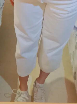 Pantalón Zara Culotte Tiro Alto Blanco