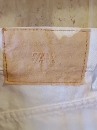 Pantalón Zara Culotte Tiro Alto Blanco