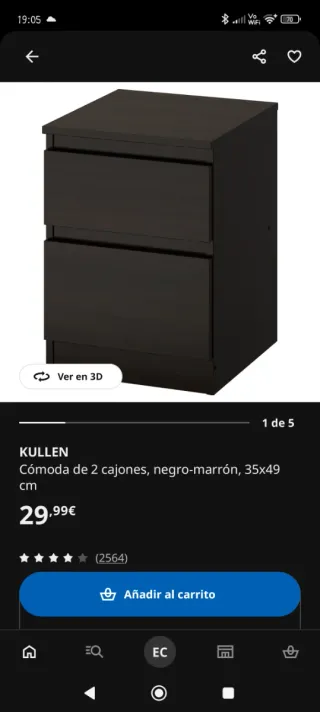 Mesita de noche Ikea negra