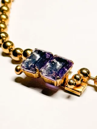 Collana Vintage Sfere Dorate con Doppia Pietra