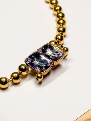 Collana Vintage Sfere Dorate con Doppia Pietra