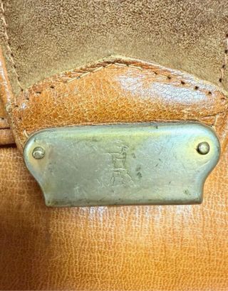 Maletín Médico Antiguo Piel Marrón y Dorado