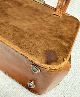 Maletín Médico Antiguo Piel Marrón y Dorado