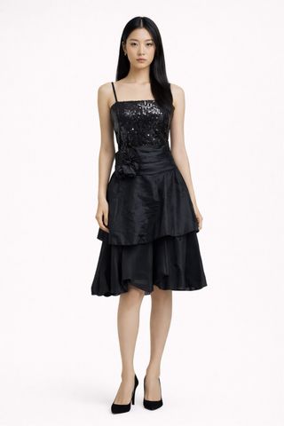 Vestido fiesta lentejuelas negro corto