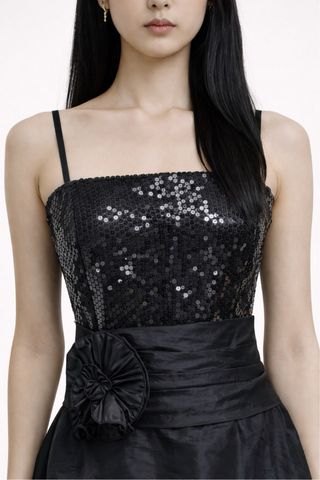 Vestido fiesta lentejuelas negro corto