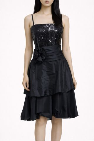 Vestido fiesta lentejuelas negro corto