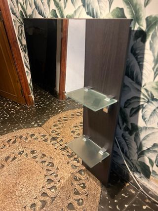 Espejo baño con 2 estantes madera y cristal