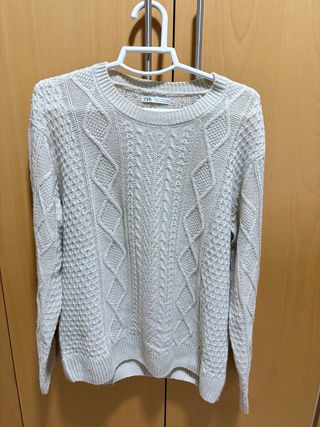 Jersey Zara punto trenzado beige