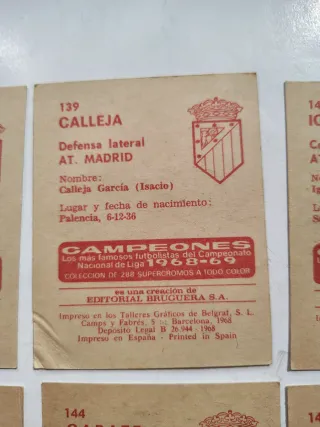 Colección cromos fútbol Atlético de Madrid