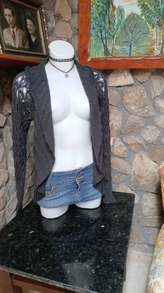 Cárdigan Y2K Vintage 2000s Gris