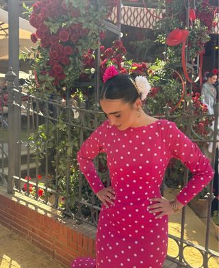 Vestido Flamenca Fucsia Lunares