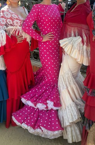 Vestido Flamenca Fucsia Lunares