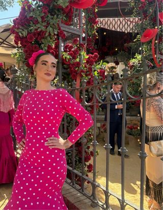 Vestido Flamenca Fucsia Lunares