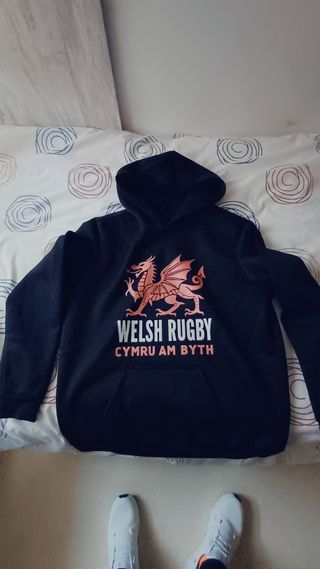 Sudadera con capucha Rugby Gales Negra