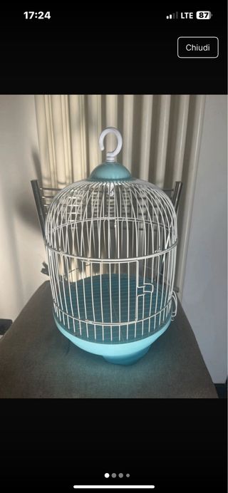 Gabbietta per uccelli azzurra