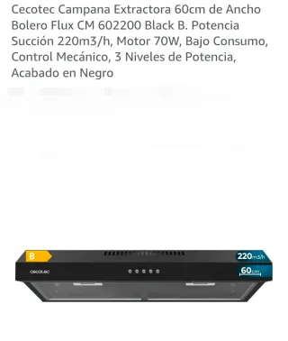 Cecotec Campana Extractora 60cm Negro