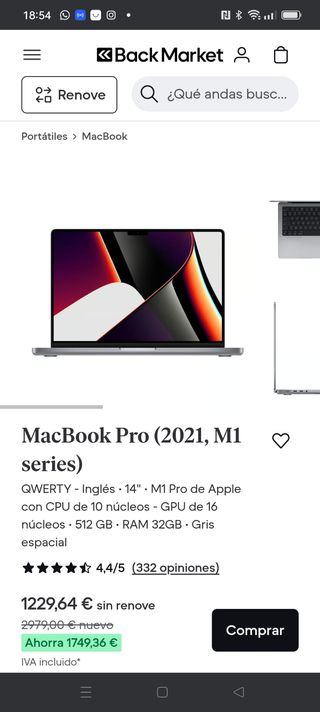 MACBOOK PRO M1 14'' 32 GB RAM PRACTICAMENTE NUEVO