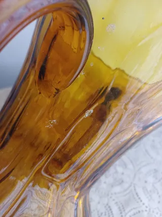 Jarrón de cristal ámbar con asas Gordiola