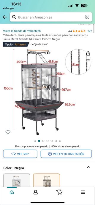 Jaula para pájaros negra