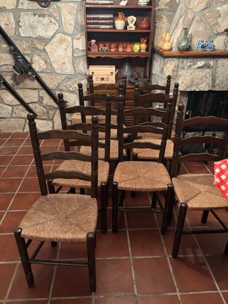 Mesa bodega madera maciza 2m mas sillas