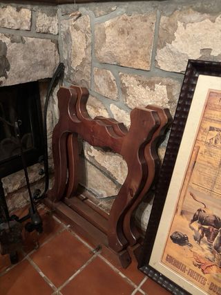 Mesa bodega madera maciza 2m mas sillas