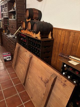 Mesa bodega madera maciza 2m mas sillas