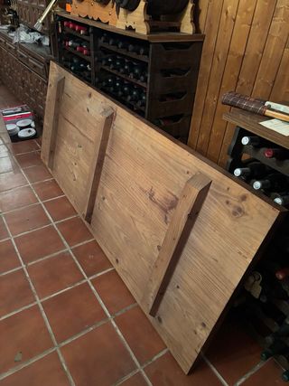 Mesa bodega madera maciza 2m mas sillas