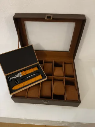 Scatola porta orologi rivestimento in similpelle