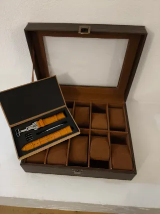 Scatola porta orologi rivestimento in similpelle