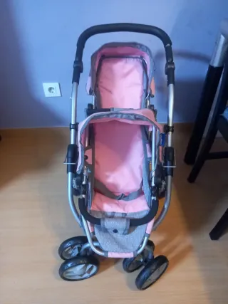 Carrito gemelar rosa