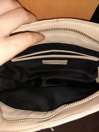 Bolso de mano/hombro beige con motivos dorados