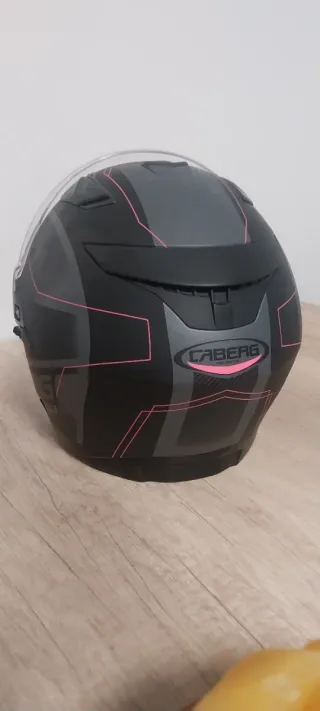 Casco Moto Negro y Rosa para chica