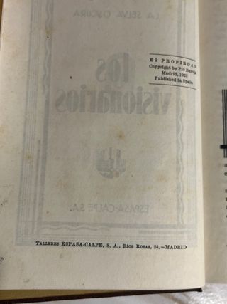 Los visionarios. Pio Baroja 1932