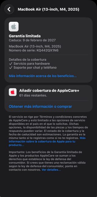 Portátil Apple MacBook Air M4 Plata